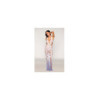 Robe bodystocking blanche sans couture avec motif de dentelle personnalisé et motifs en résille 